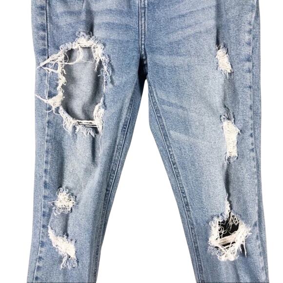 Cello Light Wash High Waisted Distressed Crop Jeans - Picture 3 of 5